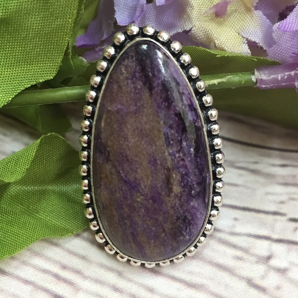 Russian Charoite Gemstone & 925 Silver Ring